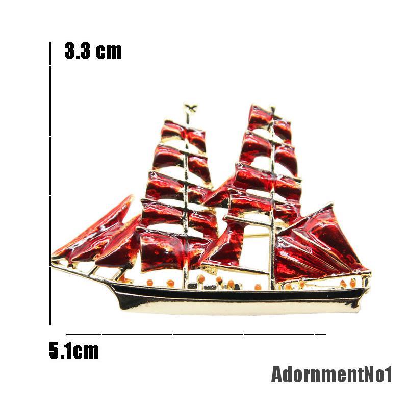 (Adornmentno1) Bros Pin Enamel Desain Perahu Hias Kristal Gaya Vintage