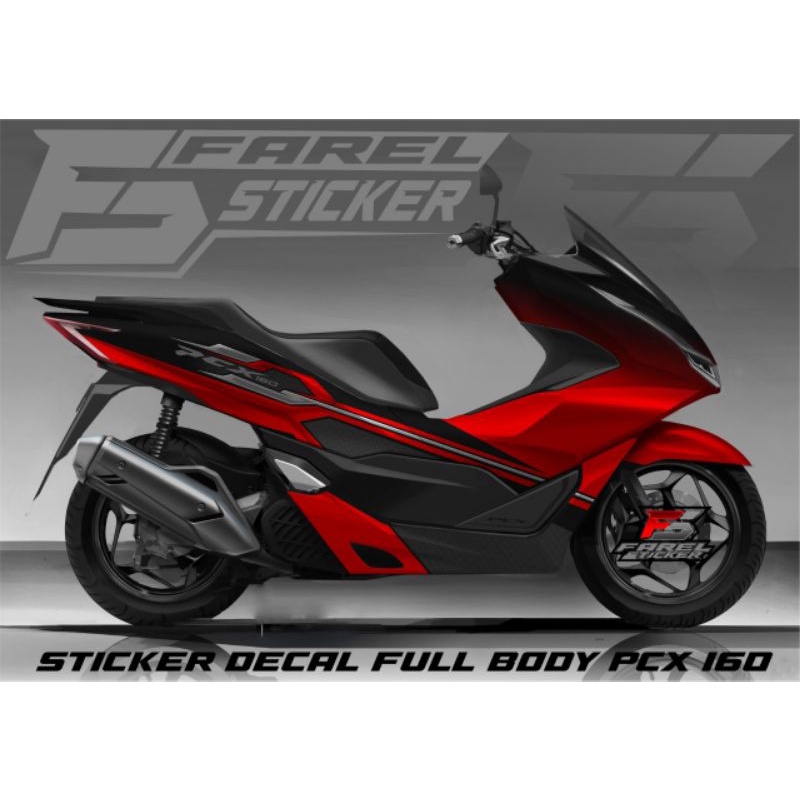 Stiker Decal Full Body Honda Pcx 160 Merah Hitam