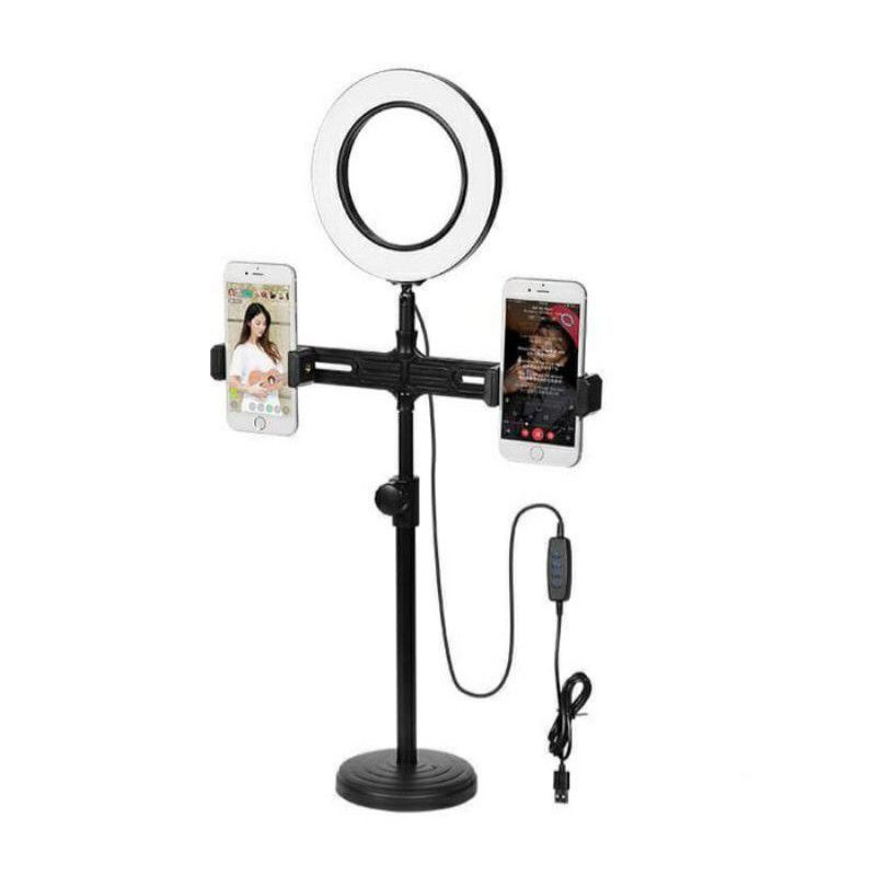 Lampu Tik Tok  ,  Selfie  , Stand Flexible Ring Light 49CM Stand Holder , Lampu Make Up MUA , Vlog Lampu , LED 6 In