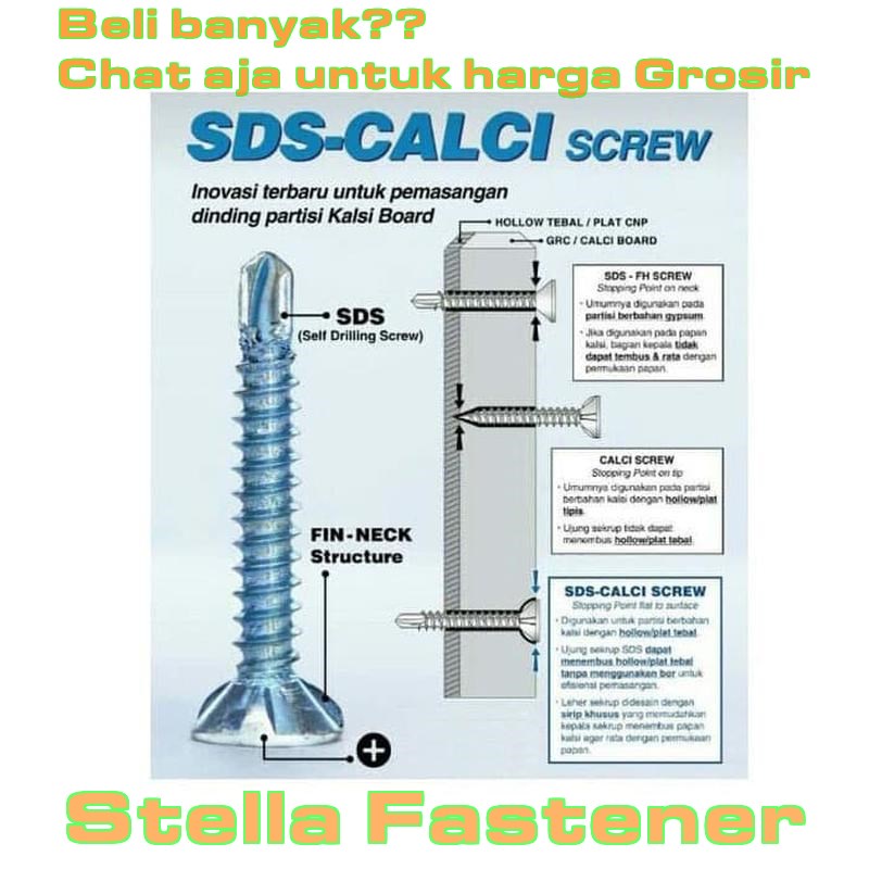 50 pcs #6x1,5'' Sekrup GRC SDS / kalsiboard / Calci Screw 4cm   Grosir Baut