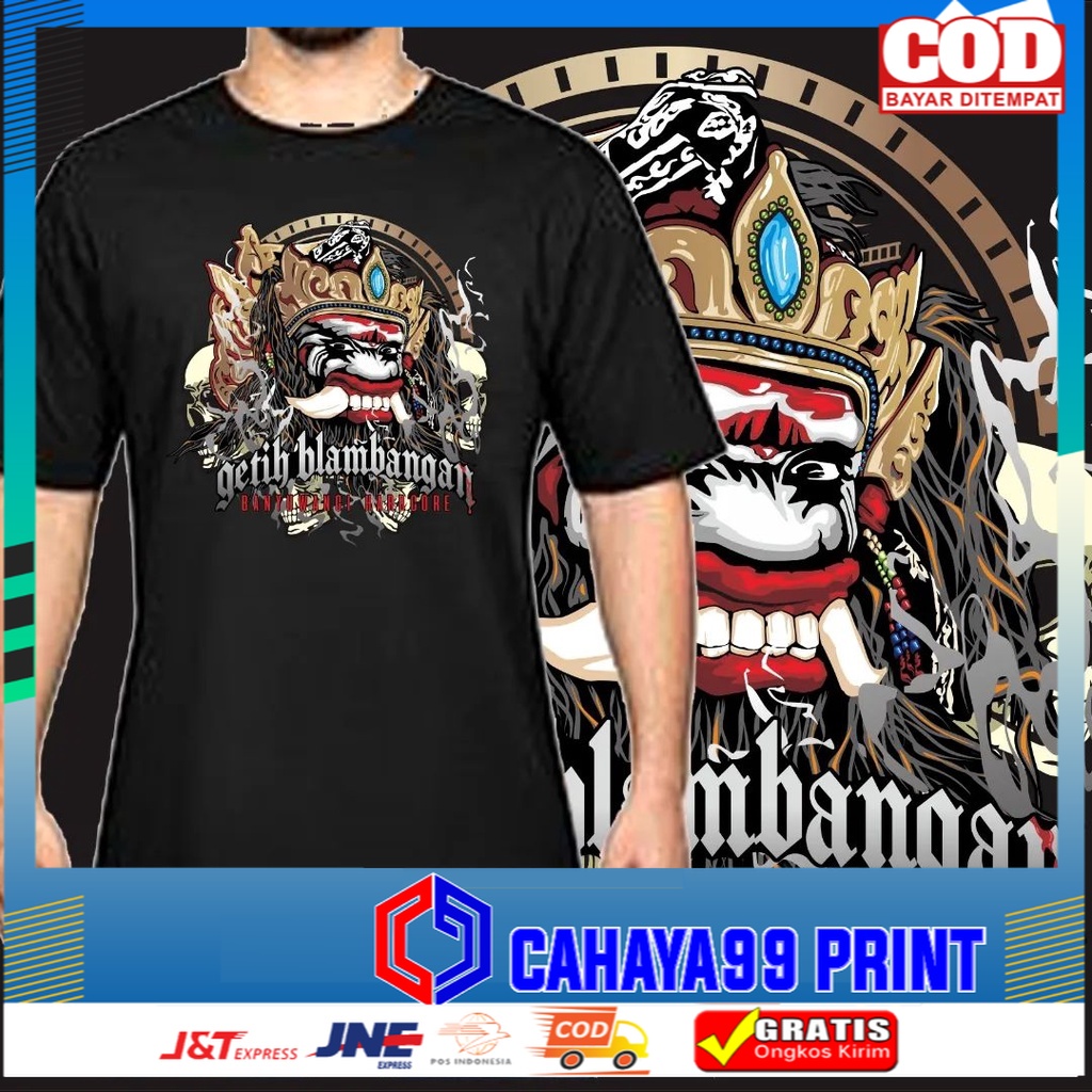 Kaos Pria Wanita Sablon Jaranan Buto Banyuwangi Baju kaos Oblong Kuda lumping