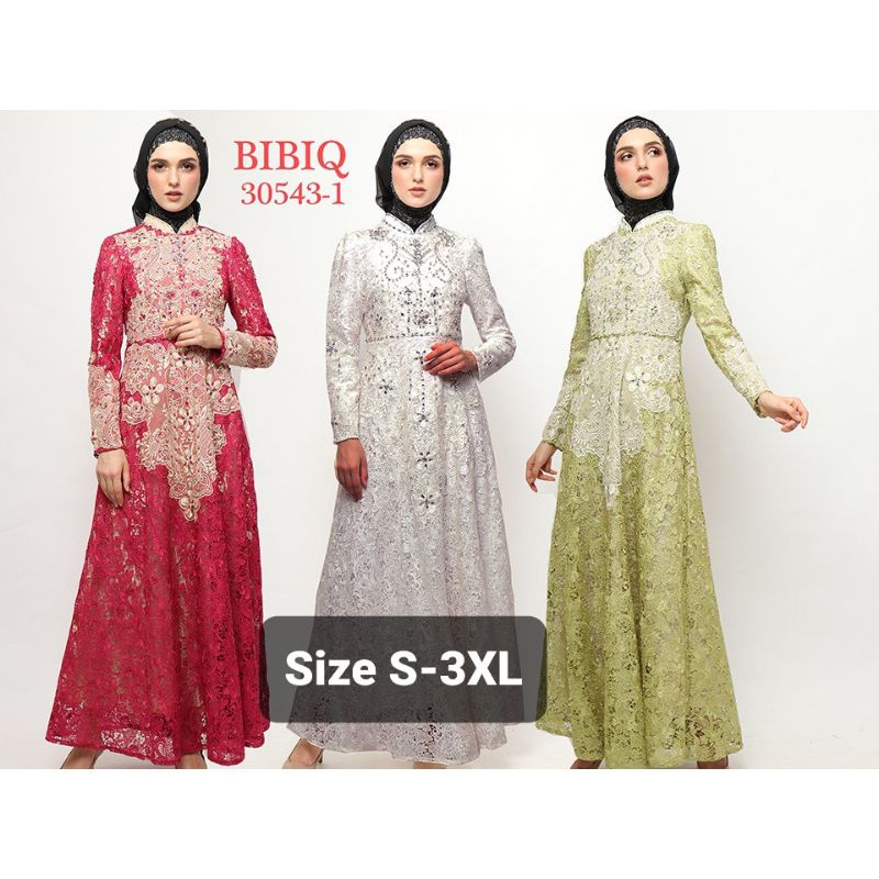Baju Gamis Pesta Mewah Bibiq 30543-1 Bibiq Fashion Maxidress Baju Muslim Brokat Bahan Brukat Terbaru