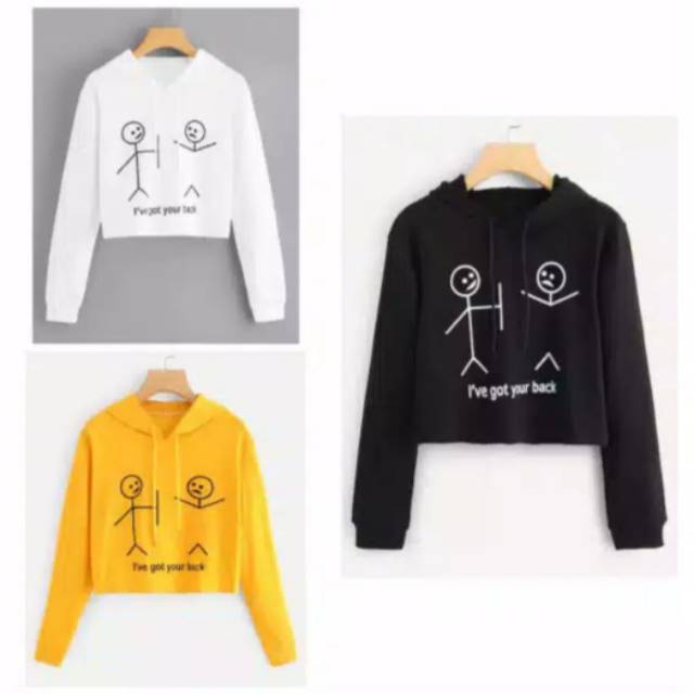 tokoabelgrosir sweater crop wanita hodie tgn pjg I've got  your back