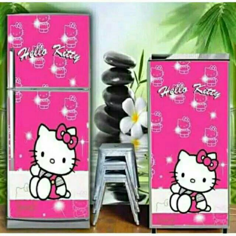 sticker kulkas 1 pintu dan 2 pintu motif hello kitty