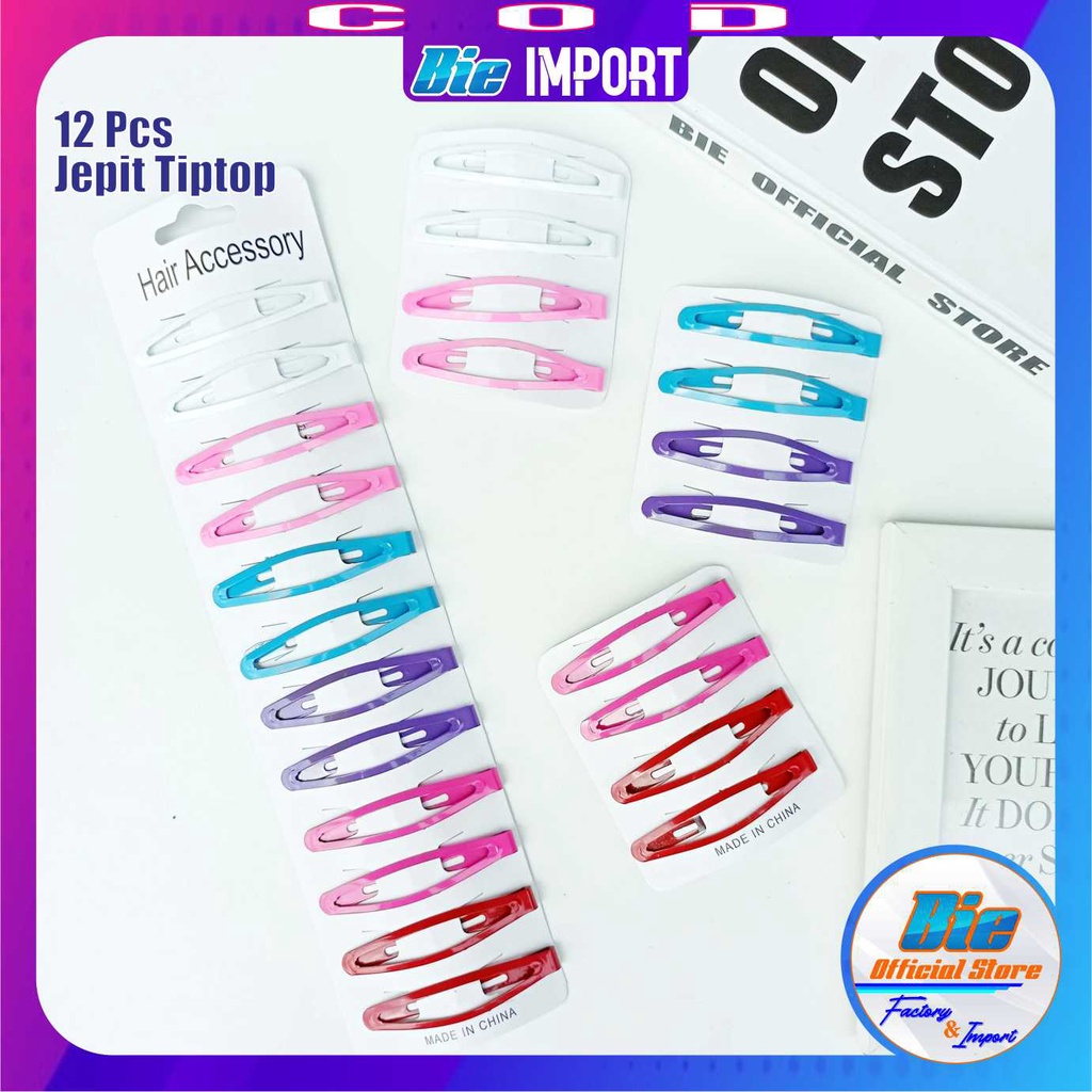 Jepit Tiptop 1 Set 12 Pcs Size Besar Impor Best Seller