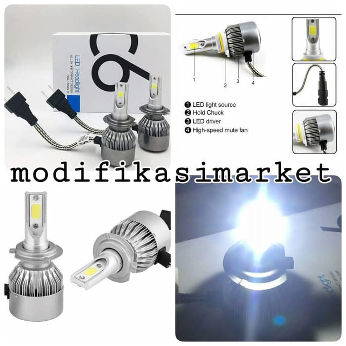 LAMPU C6 LED 36W MOBIL COB CHIPS SOCKET H7