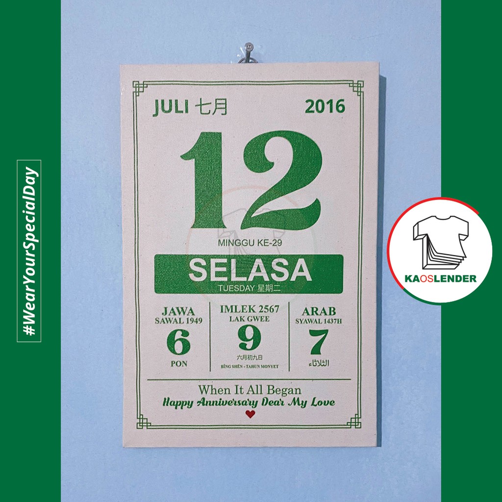 

Kanvas Custom Kalender - Canvas Dekorasi - Kanvaslender - 20 X 30 Cm - Pack Box