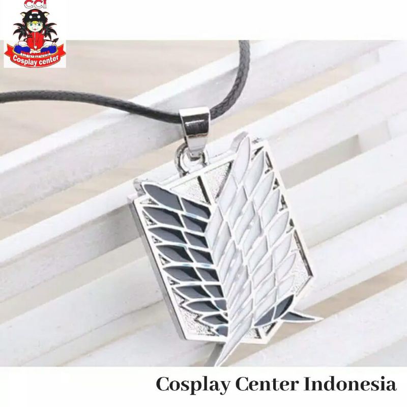 [Bisa COD] Kalung AOT Anime Attack On Titan Bahan Metal Cosplay Warna Silver Hitam