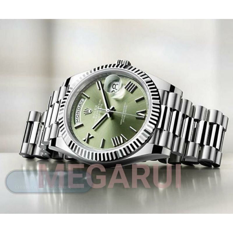 JAM TANGAN ROLEX DAY DATE 40MM SILVER HIJAU AUTOMETIC SUPER PREMIUM AAA
