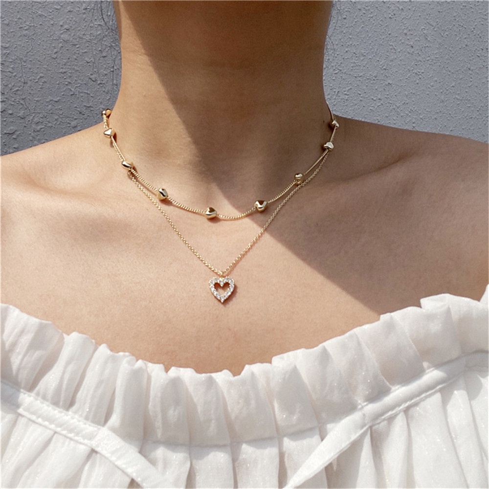 Kalung Rantai Emas Double Layer Dengan Liontin Butterfly Untuk Wanita