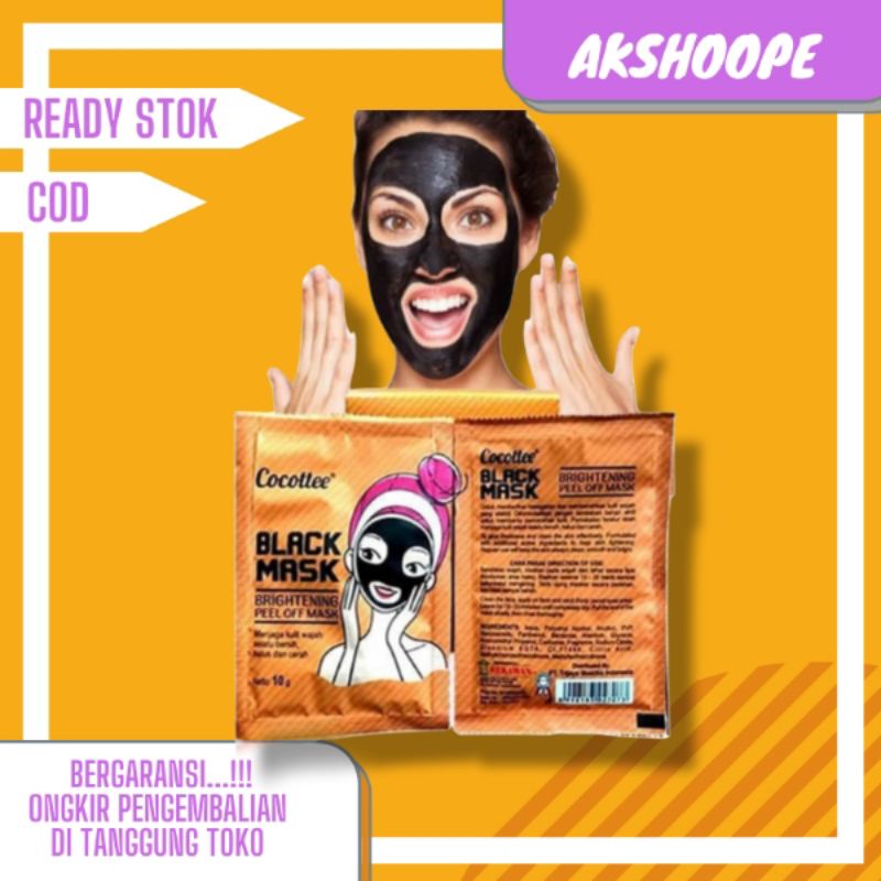 (BPOM) Masker Wajah Pengankat Komedo Melembabkan Kulit Face Mask Cocottee Black mud Face Mask Sachet / Brightening Peel Off Mask Sachet