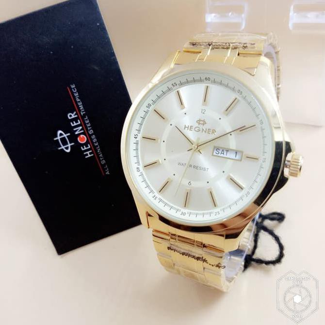 Jam Tangan Hegner 1250 Gold Jam Pria Original Keren Gaya Vintage Murah