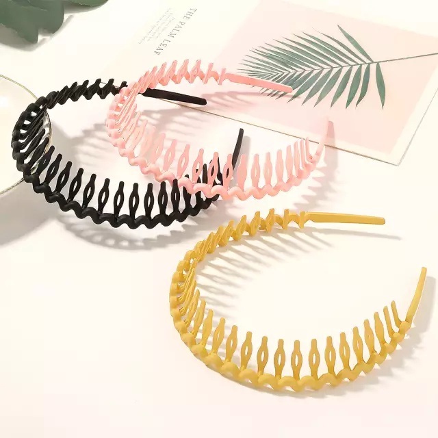 Bando Sirkam Doff untuk Pria Wanita Model Korea Bandana Zigzag Matte Comb Headband Bando Doff sirkam