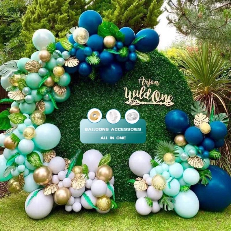 Set Balon Warna Hijau Metalik Biru Emas Untuk Dekorasi Pesta Ulang Tahun Pernikahan paket dekorasi u