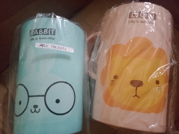 Mug Plastik/gelas Plastik Gagang / Gelas Minum Motif Animal / Gelas Minum Murah