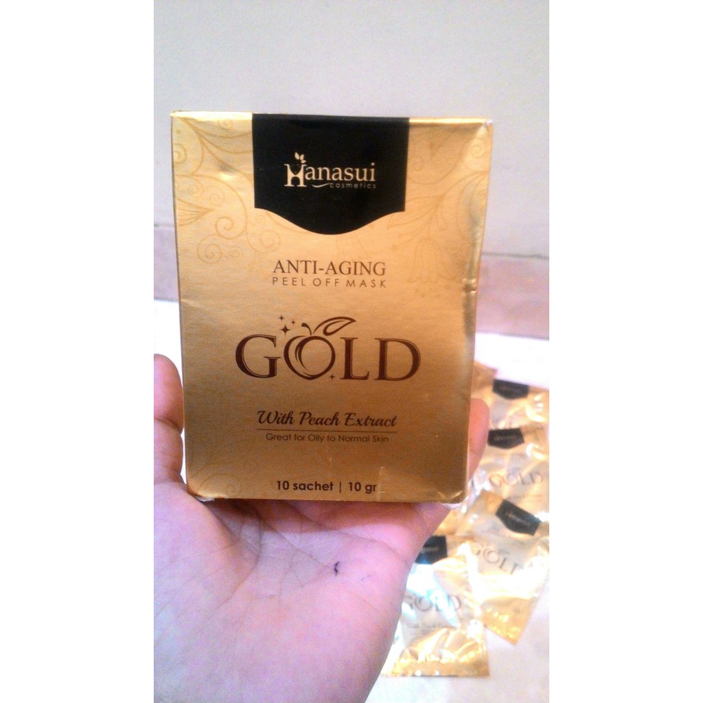 Hanasui GOLD Anti Aging Peel Off Mask Brightening Lightening Masker Wajah kemasan 1 sachet