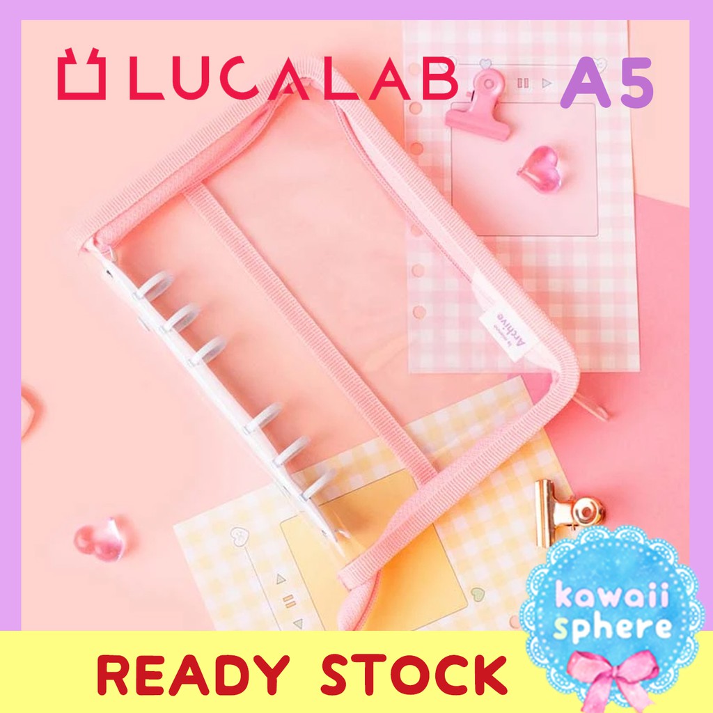 

Lucalab A5 Size 6 ring diary zipper cover | Pink | Ready Stock | Ring Binder 6 Hole Lucalab Korea