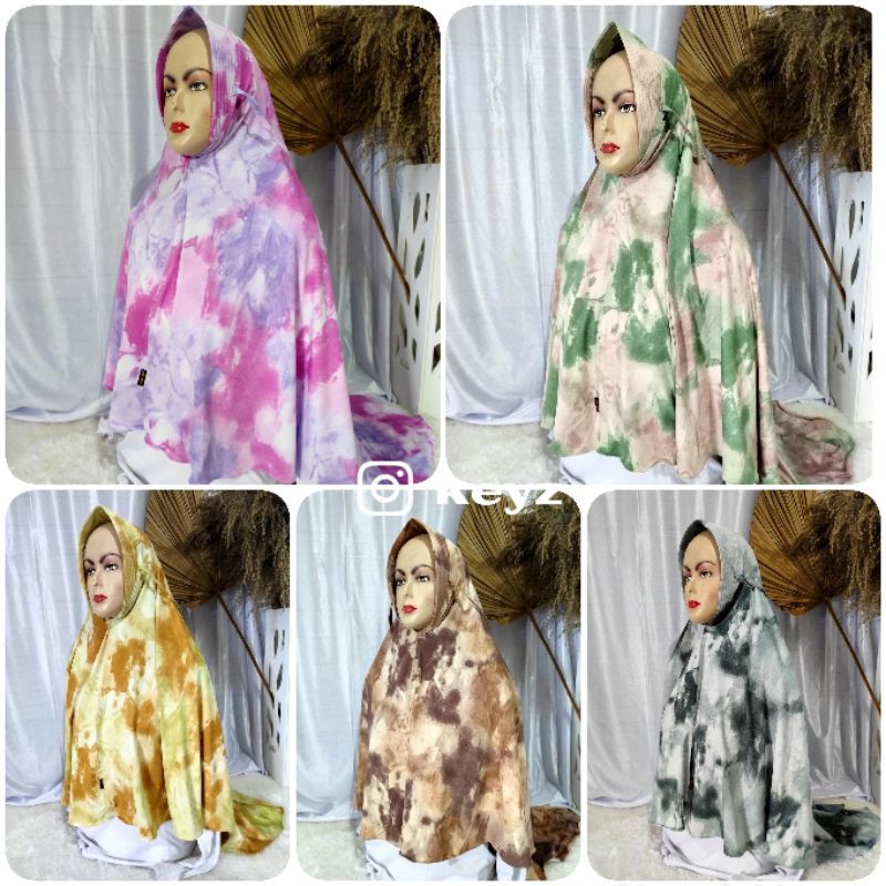 KERUDUNG HIJAB BERGO INSTAN MOTIF TIE DYE BAHAN JERSEY 01