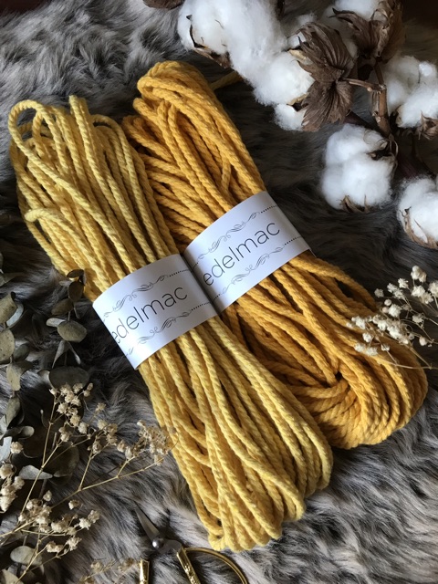 Ecer 20m Tali | Benang Katun Macrame Kuning 4mm Twist