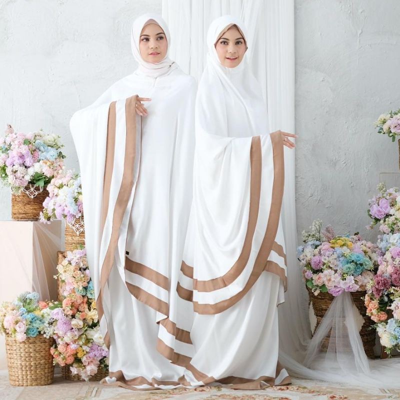 Mukena Zianisa List Mecca Milo - Broken White 2in1