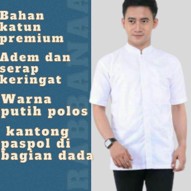[SLV. 604386] BAJU KOKO HABAIB PUTIH POLOS LENGAN PENDEK