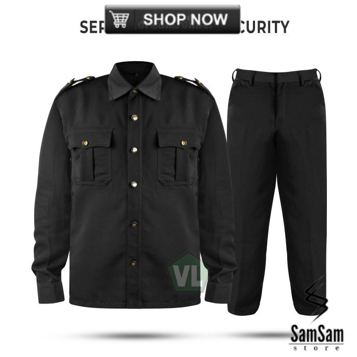 Seragam Safari Setelan Safari Baju Safari Security Satpam Supir - Coklat, S