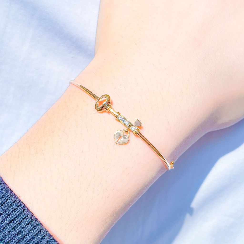 Banyak motif yaa Gelang oval anak dan dewasa emas asli kadar 700 70 16k keylock love rolexx branded crown kupu2 bintang krum putih cartie bulat tangan korean aesthetic gold bangle