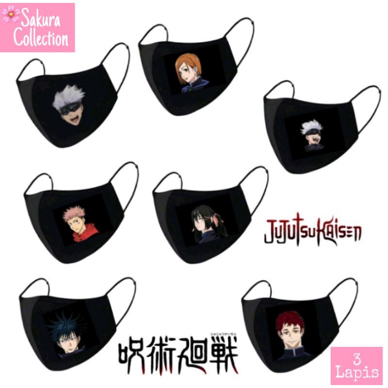 Masker Kain 3 Lapis / Scuba / Hijab - Jujutsu Kaisen