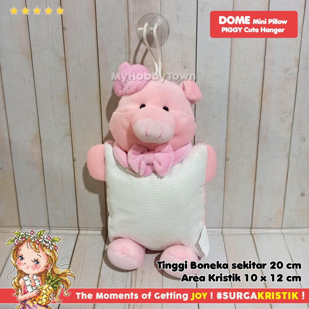 Gantungan Boneka Bantal Sulam Kristik Strimin Baby Pig Babi F-076