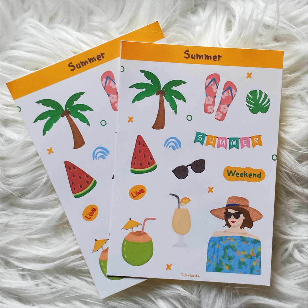 

Sticker sheet mini Kiss cut sticker summer untuk journal/scrapbook