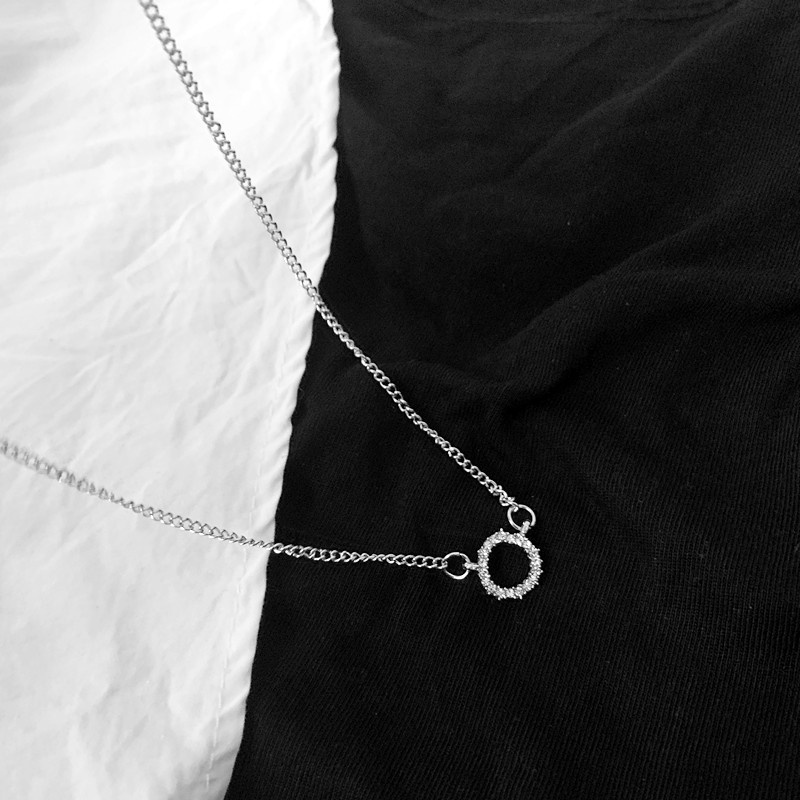 Kalung Classic Crystal Round Pendant Necklace Fashion Silver Color Chain Party Necklaces for Women Jewelry Accessories