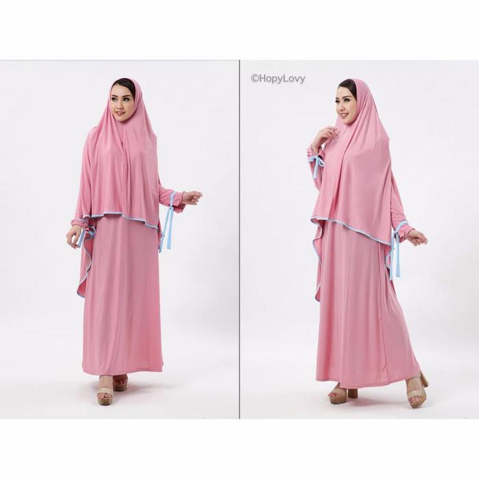 99L8- Pakaian Wanita Baju Muslim Gamis Polos Jersey Syari Set Elsa 4 Mayra
