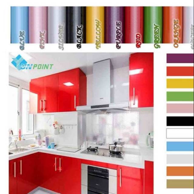 Wallpaper Sticker Dinding Polos Merah Dapur 416