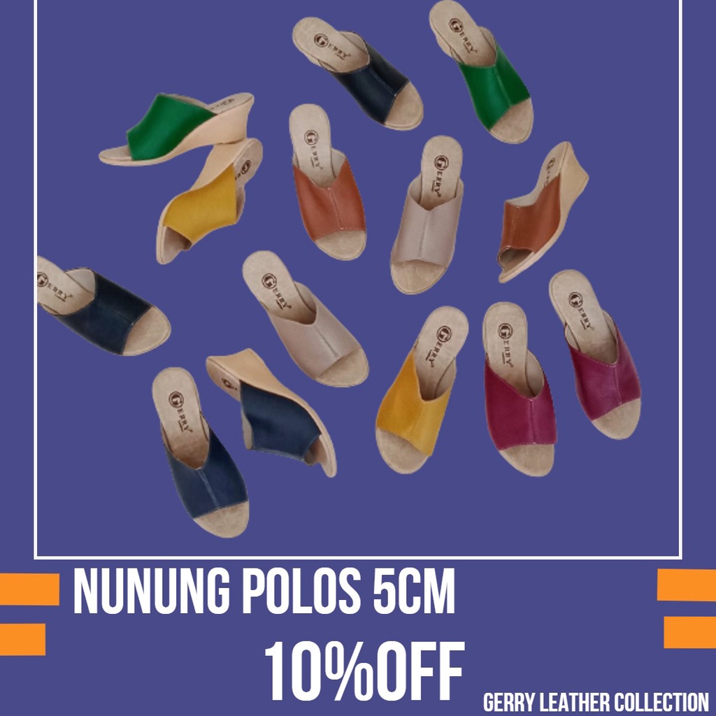 Sandal Kulit Wanita Model Nunung Polos - Gerry Leather