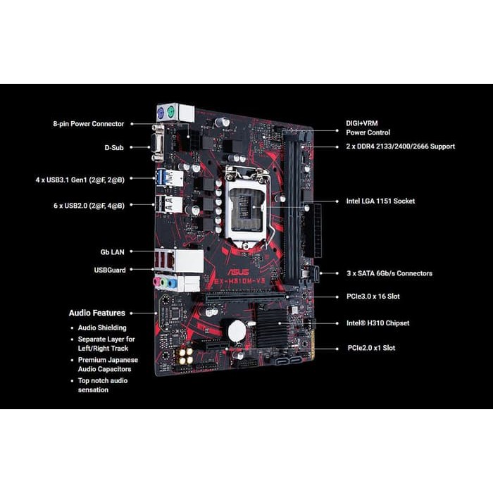 MOTHERBOARD INTEL ASUS EX-H310M-V3 CoffeLake LGA1151