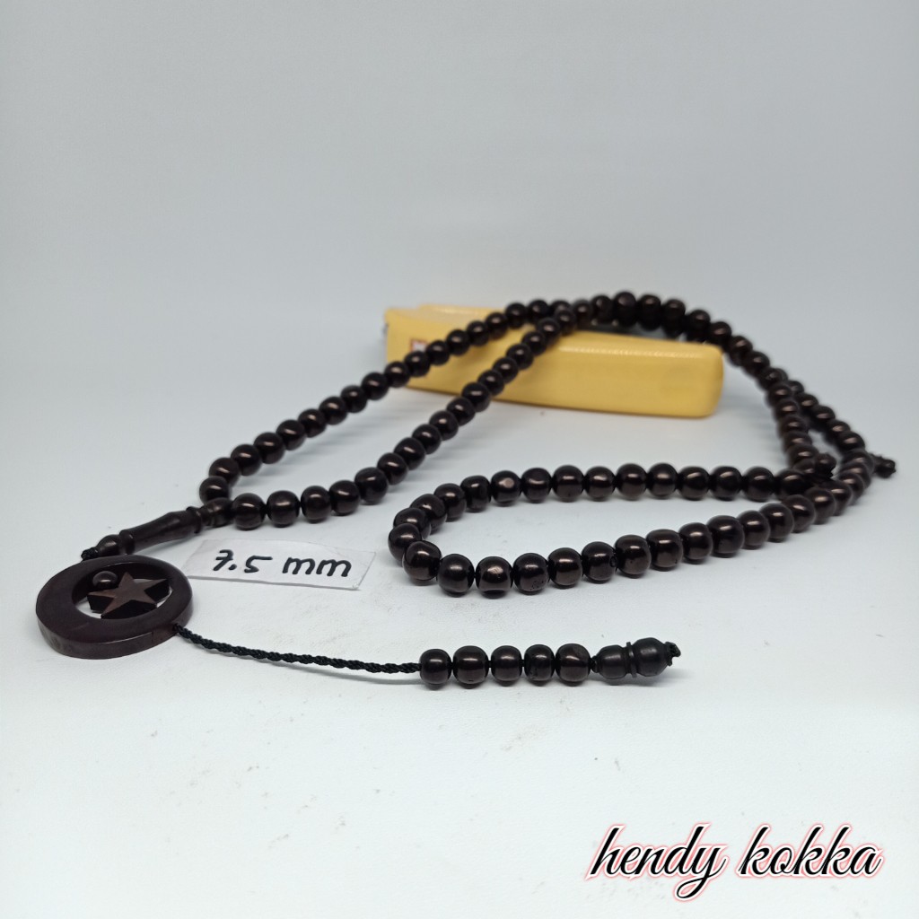 Tasbih kokka kaukah 99 bulan bintang 7 mm hitam