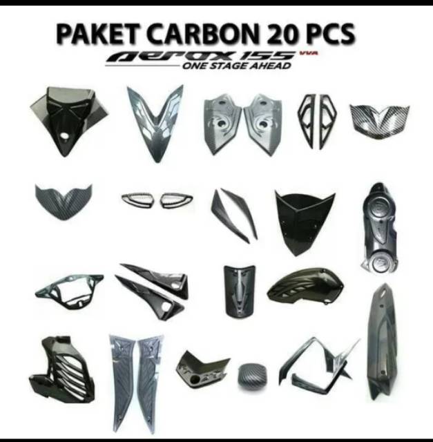 cover body kit aerox 155 20 item full karbon / paket komplit cover body aerox  155 pnp