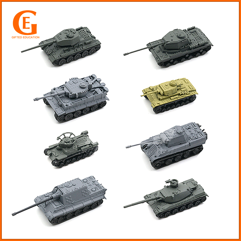 8Pcs Mainan Rakitan Model Tank Baja Tiger Panther 4D Bahan Plastik 1: 144