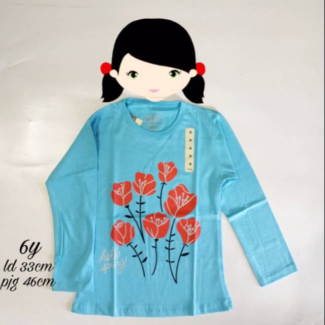 Kaos lengan biru panjang anak