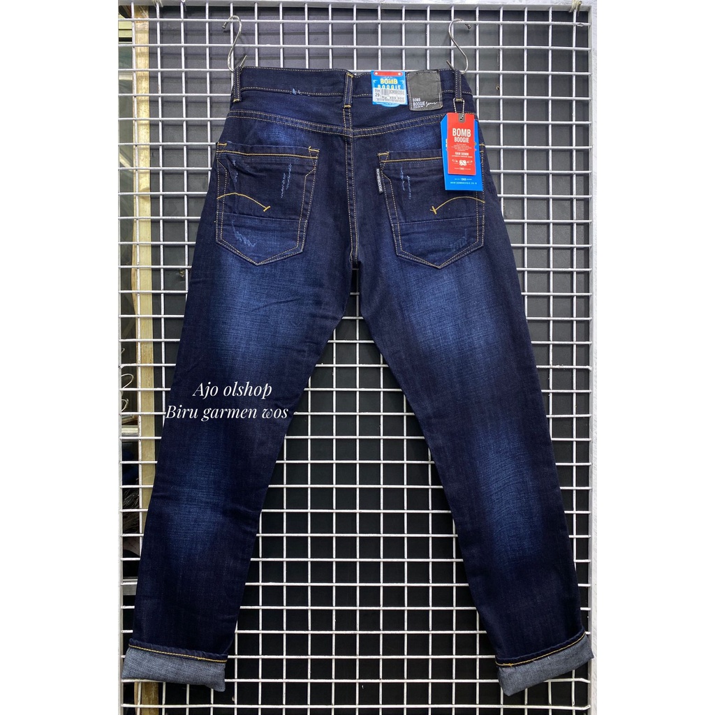 celana jeans panjang hitam bombogie standar reguler/ celana jeans hitam polos bombogie distro premium