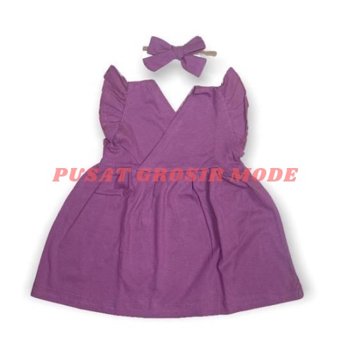 Dress Bayi Anak Katun Dress Anak BONUS Pita Bando newborn 0 - 12 bulan PGM DS02