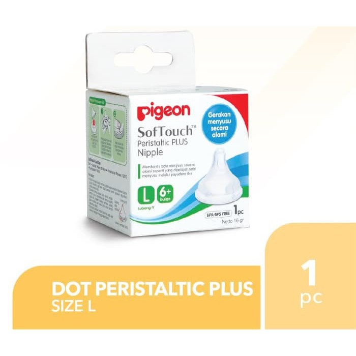 PIGEON - SILICON PERISTALTIC PLUS NIPPLE SOFT TOUCH / WIDE NECK / DOT BAYI