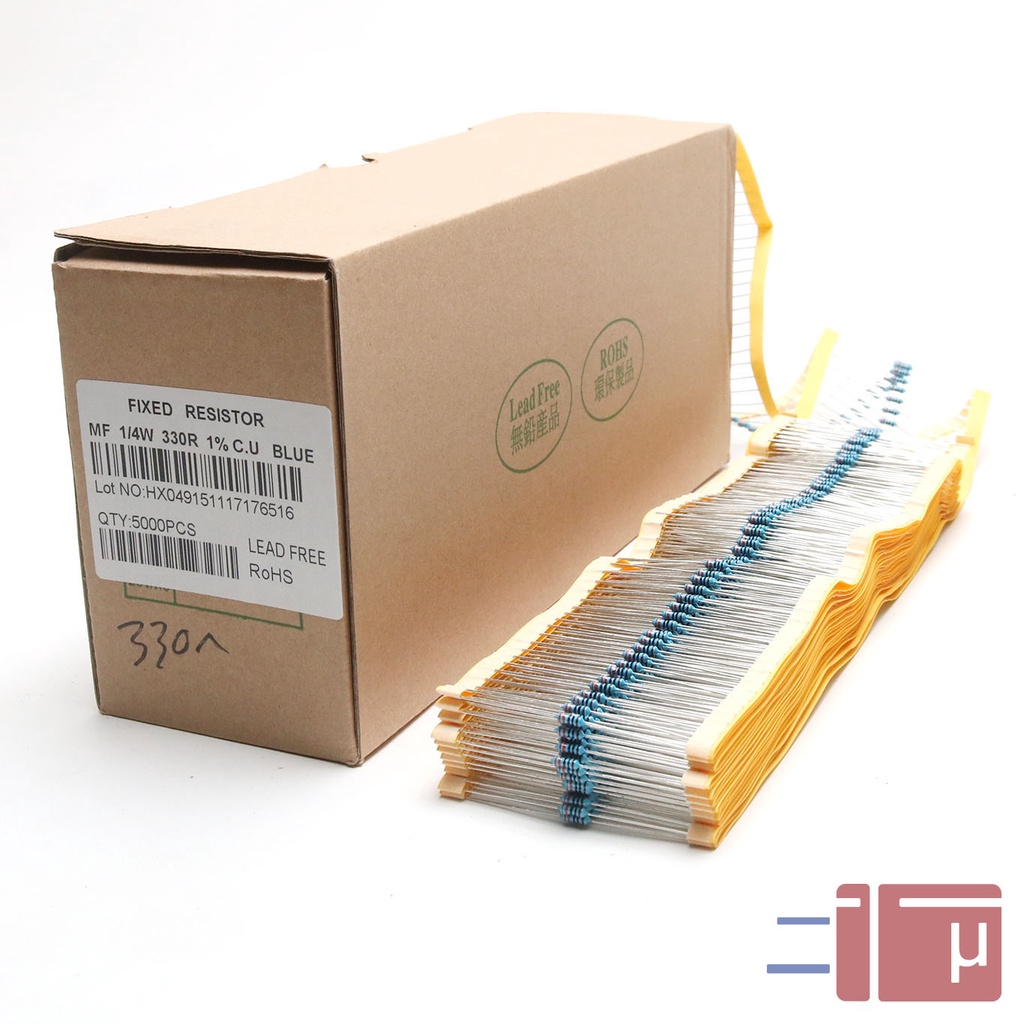 x10 Resistor 330R 330 Ohm 1/4W Metal Film 1% Taiwan Kaki Tembaga