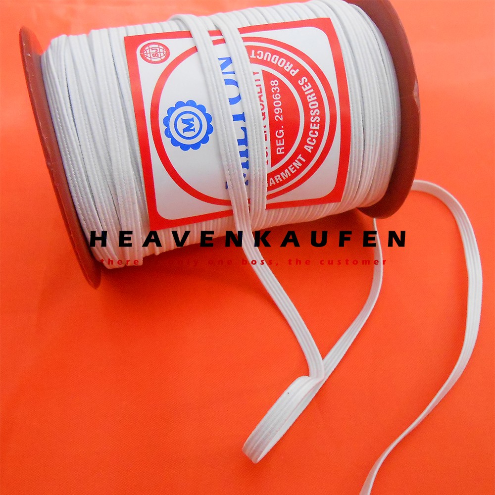 Karet Elastis C4 Putih Lebar 4 mm Meteran Murah (Elastic)