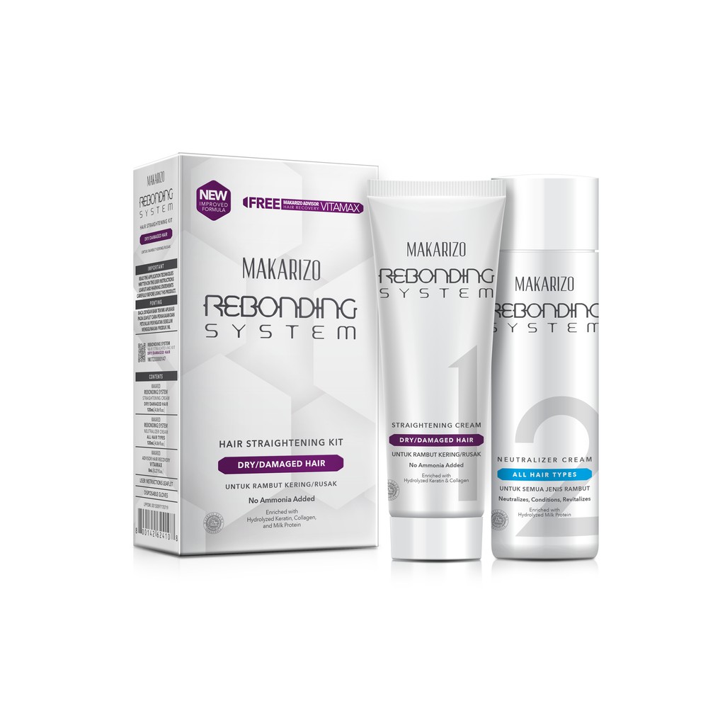 Makarizo Rebonding System Hair Straightening Dry/Damaged Hair 120 mL / Pelurus Rambut-1