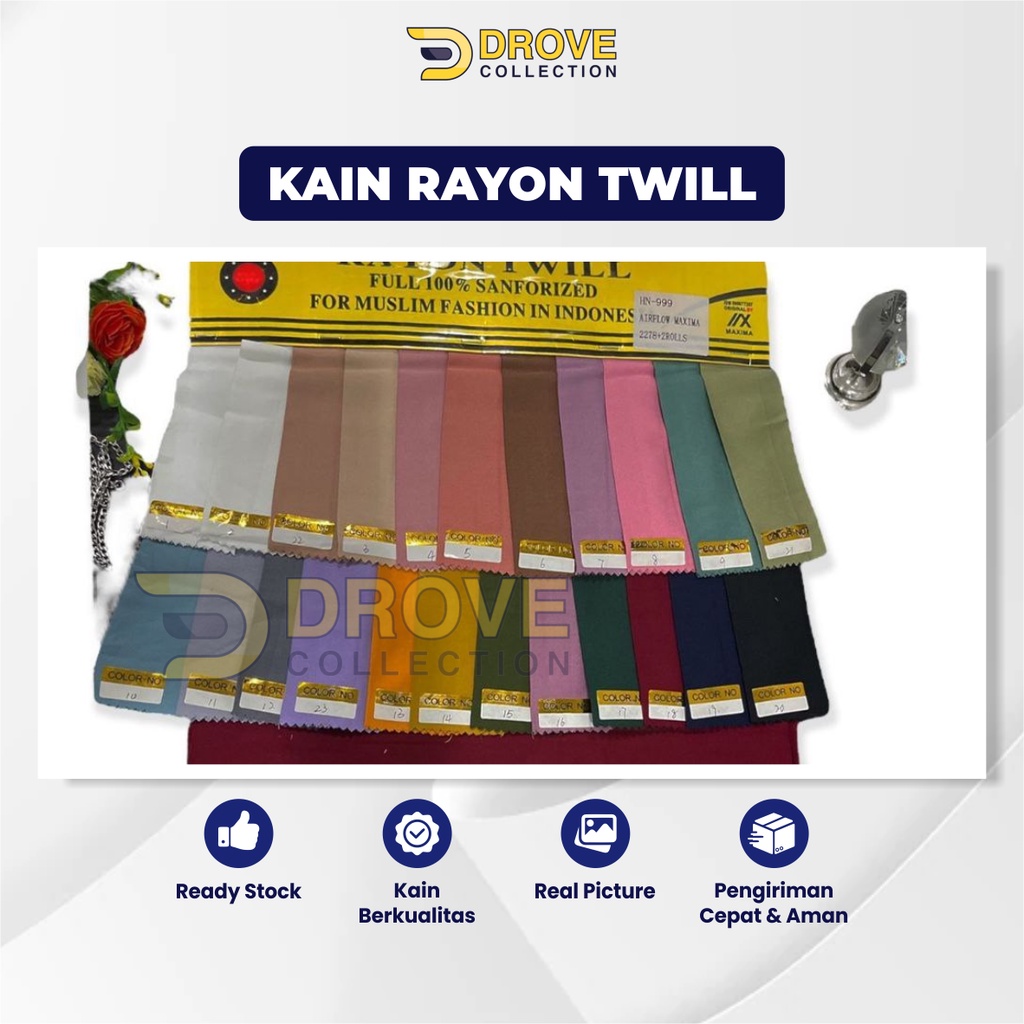 Kain Rayon Twill Bahan Per Roll 50 Yard