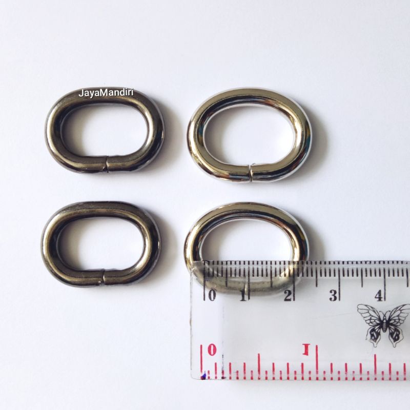 Aksesoris Tas Ring Oval Tebal uk 2cm (per 12pcs) Warna Black Nikel, Nikel dan Light gold