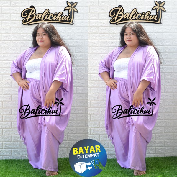 Balicihui Setelan Cardigan Jumbo Setelan Cardigan Plus Size Setelan Cardigan Bigsize