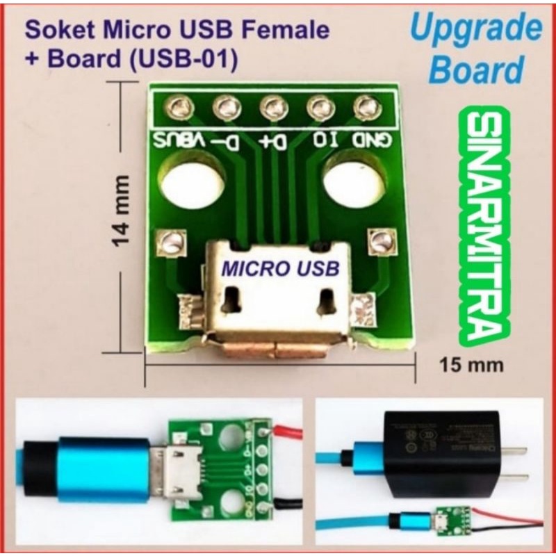 Soket Micro USB Female + Board (USB-01)