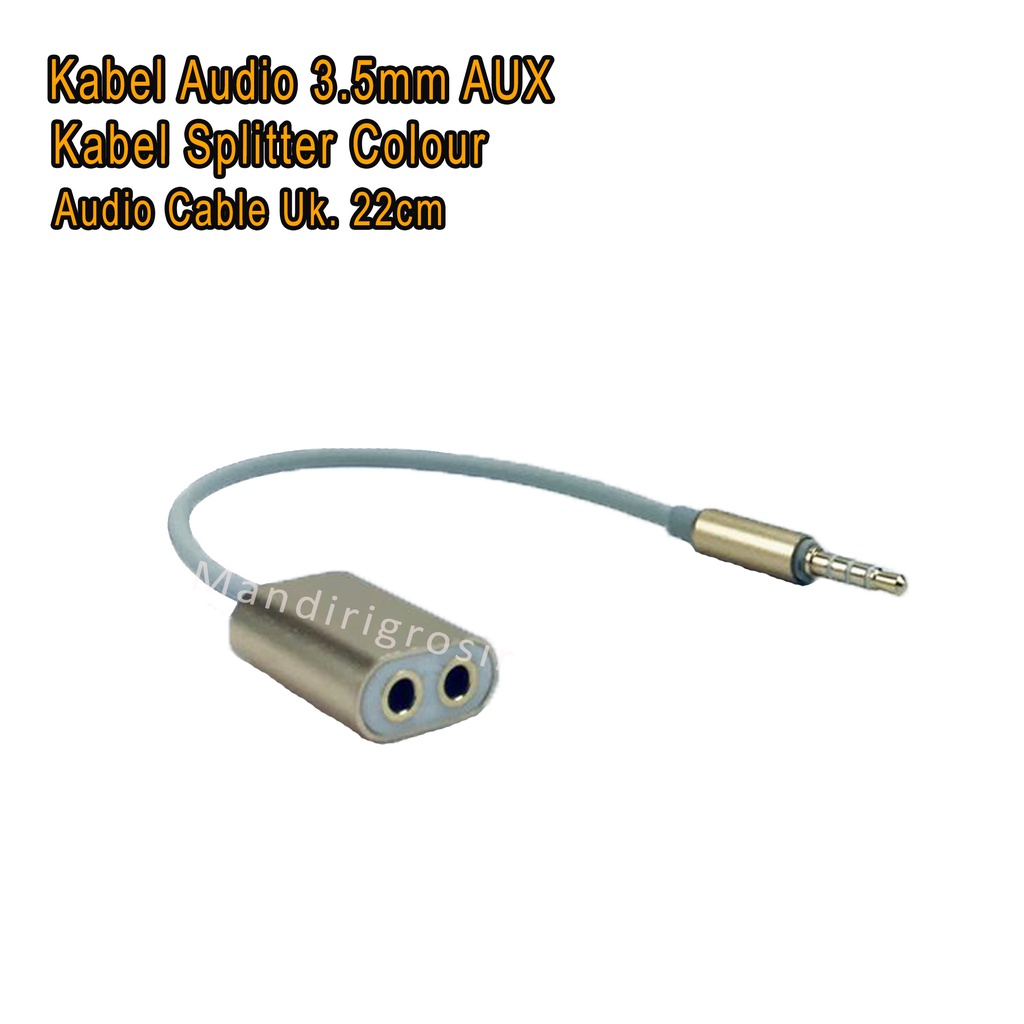 Audio Cable 3.5mm AUX *Kabel Audio * Kabel Splitter Colour * Uk.22cm